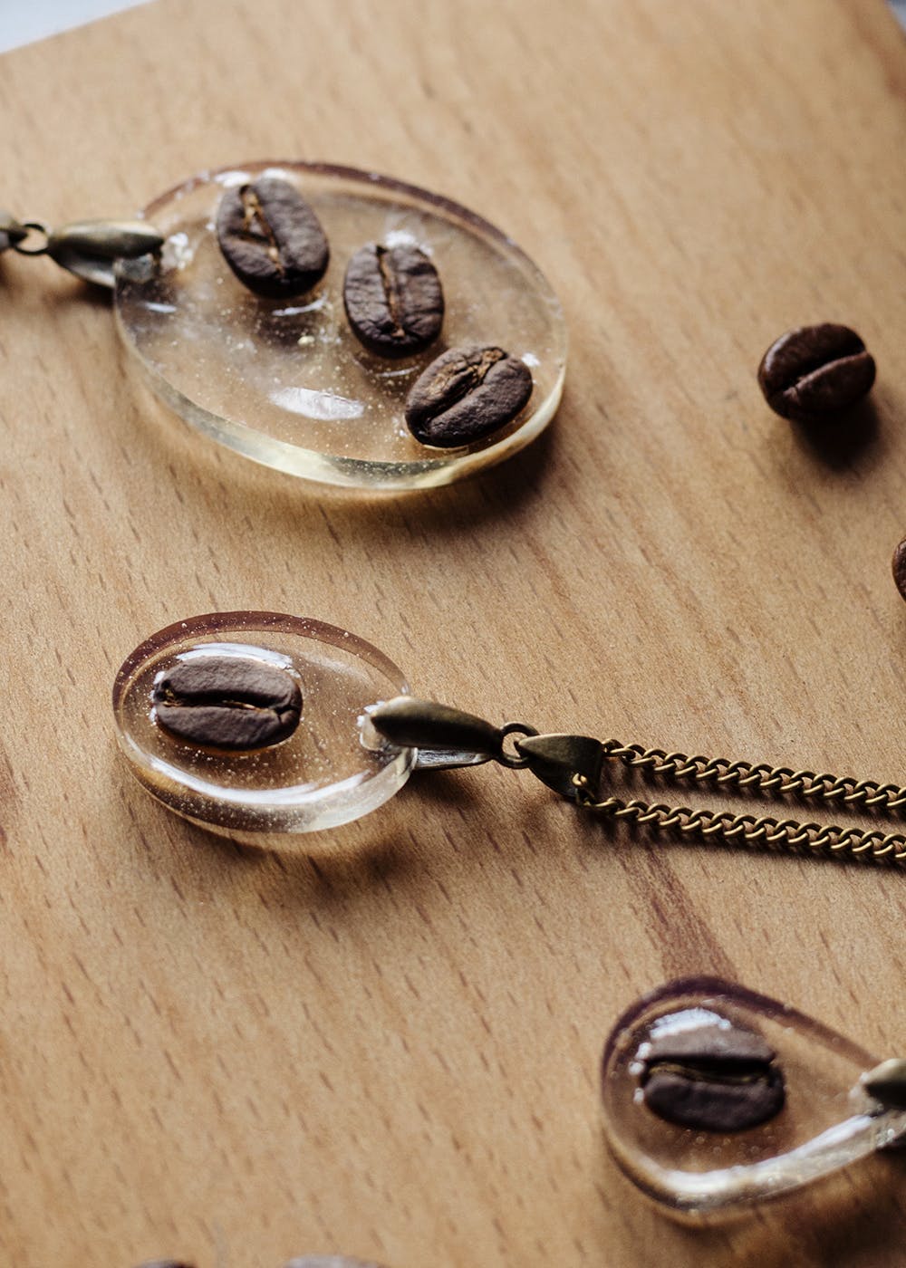 Handmade Oval Coffee Bean Pendant