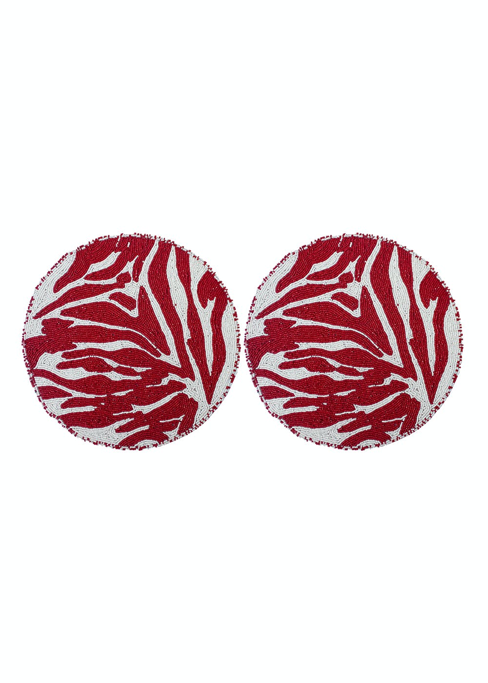 Get Red And Cream Beaded Placemat 14" at ₹ 849 LBB Shop