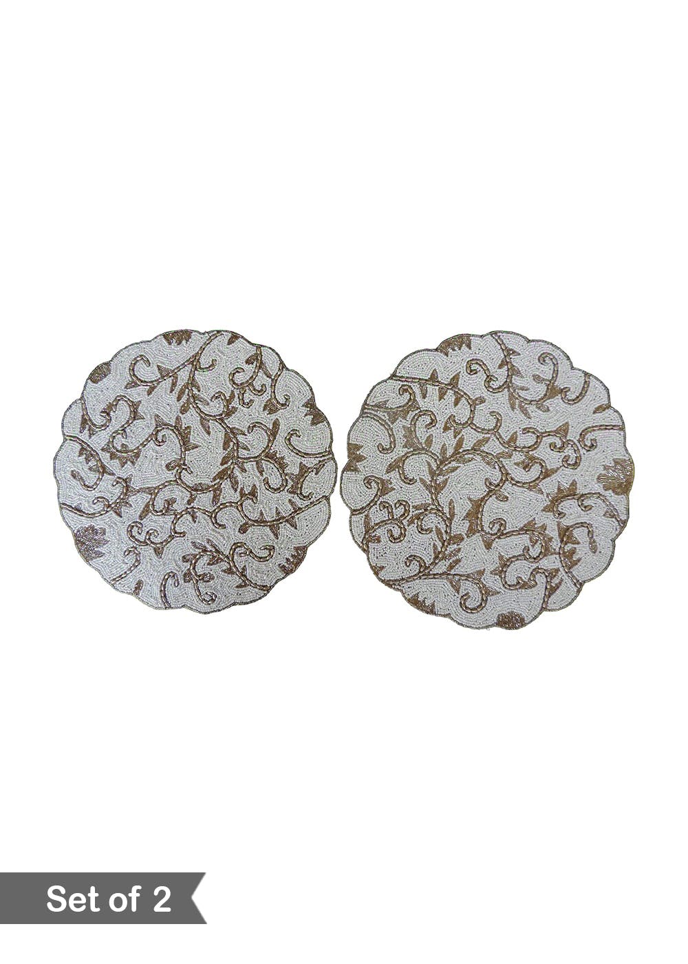 Get Gold and Cream Embroidered Placemat Set of 2 at ₹ 899 LBB Shop