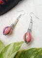 Earrings,Jewellery,Body jewelry,Fashion accessory,Pink,Turquoise,Gemstone,Silver,Bead