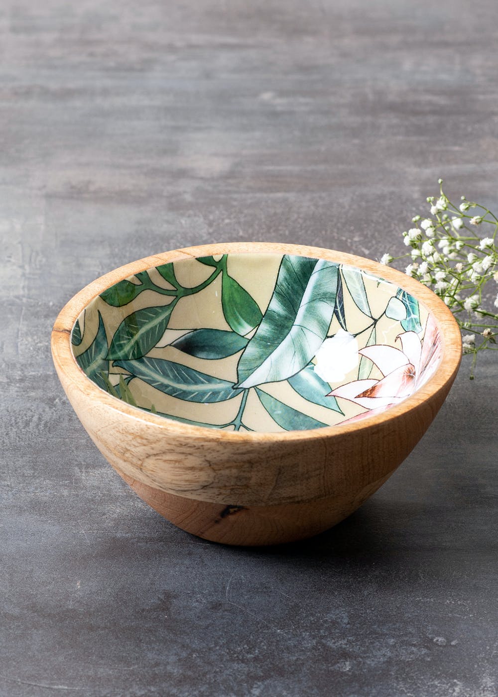 Get Mango Wood Green Floral Serving Bowl at ₹ 995 | LBB Shop