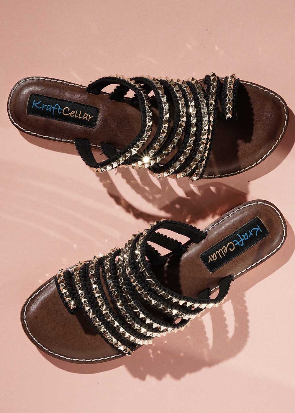 Get Pyramid Studded Multi Strapped Slides at ₹ 799 | LBB Shop