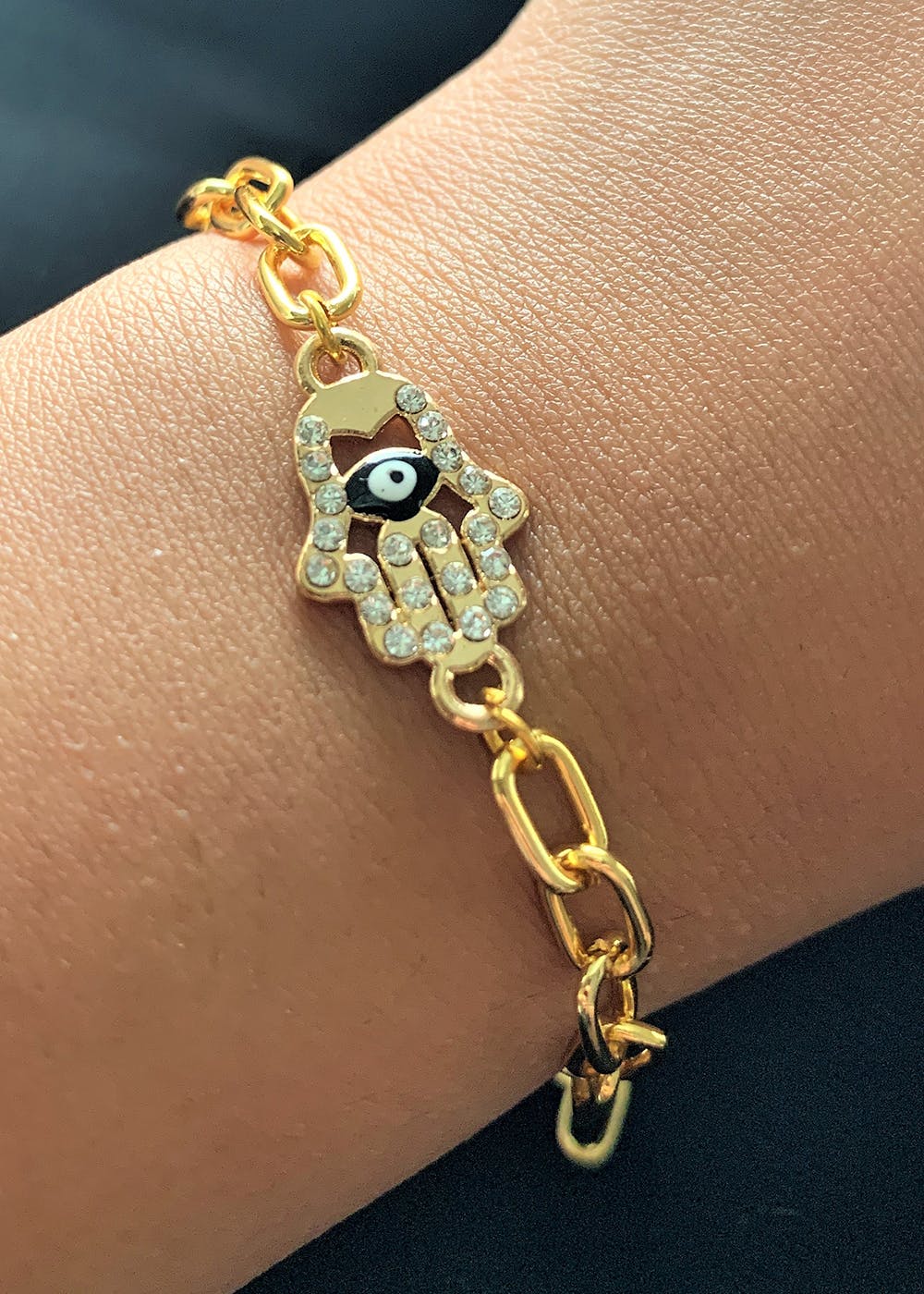 Buy Mehrunnnisa Gold Tone Hamsa Hand Turkish Evil Eye Bracelet For Girls  (JWL1421) at Amazon.in