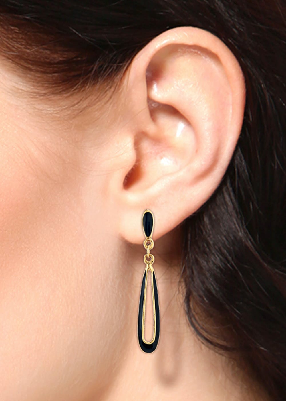 Black Teardrop Earring With Bottom Spikes main image 0