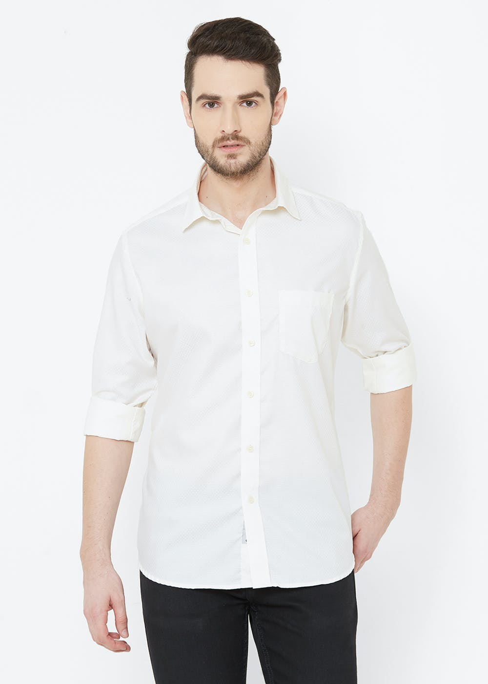 Get Self Designed White Cotton Full Sleeve Cotton Shirt at ₹ 499 | LBB Shop