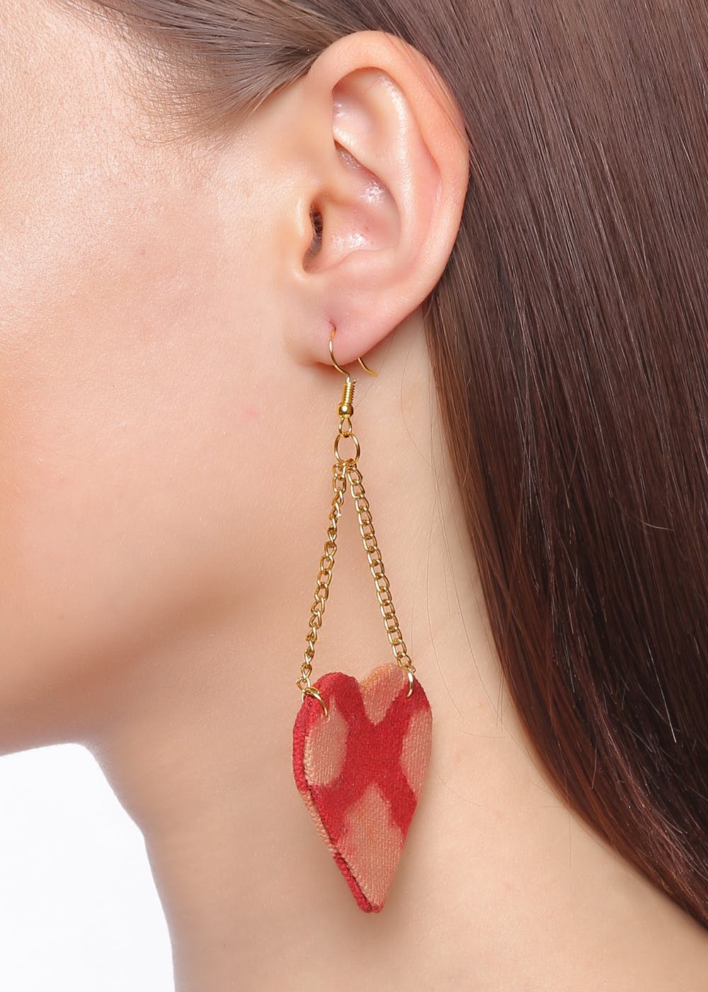 Destiny Jewels Gold Plated Korean Style Red Heart Drope Earrings For Women   Girls Korean Long