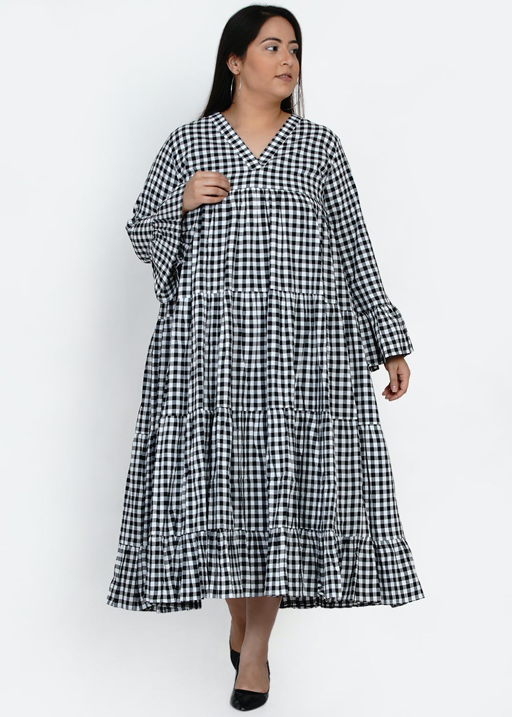 Green Gingham Straight Dress