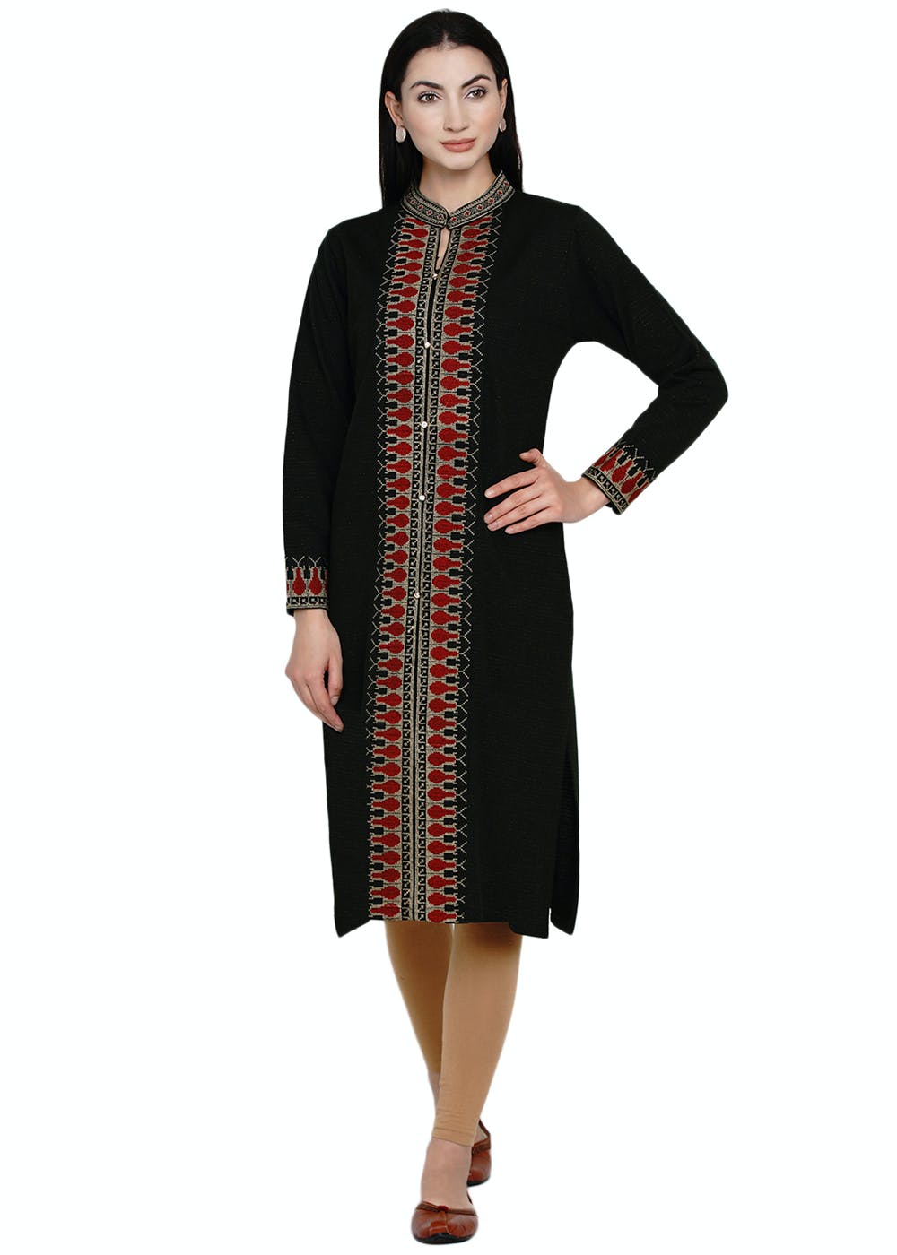 Black Woolen Frock Kurti for Winter