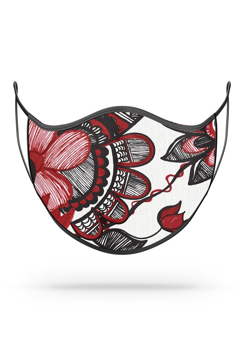 Red Floral Sketched Mask