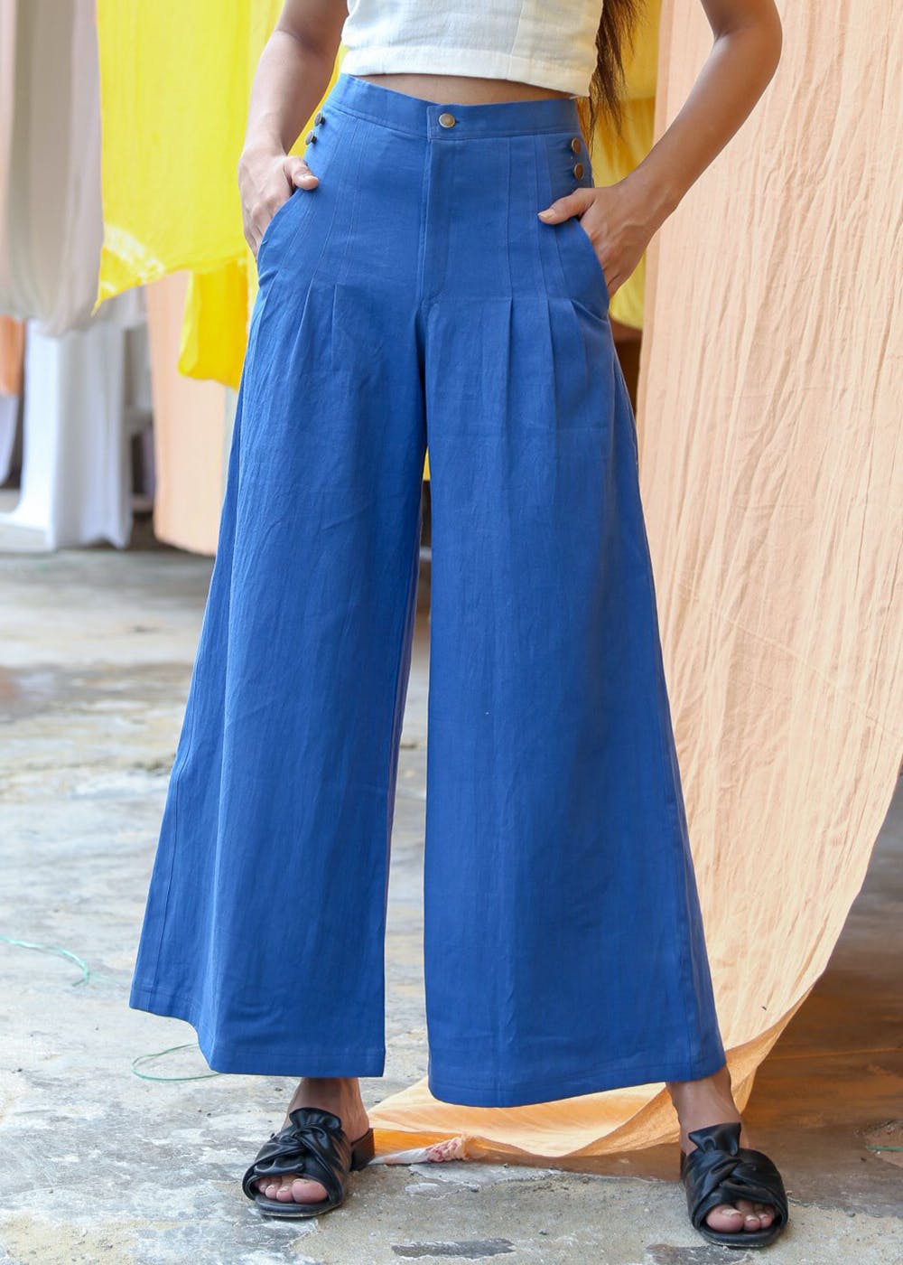 Twenty Dresses Blue Distressed Wide Leg Denim Jeans-sgquangbinhtourist.com.vn