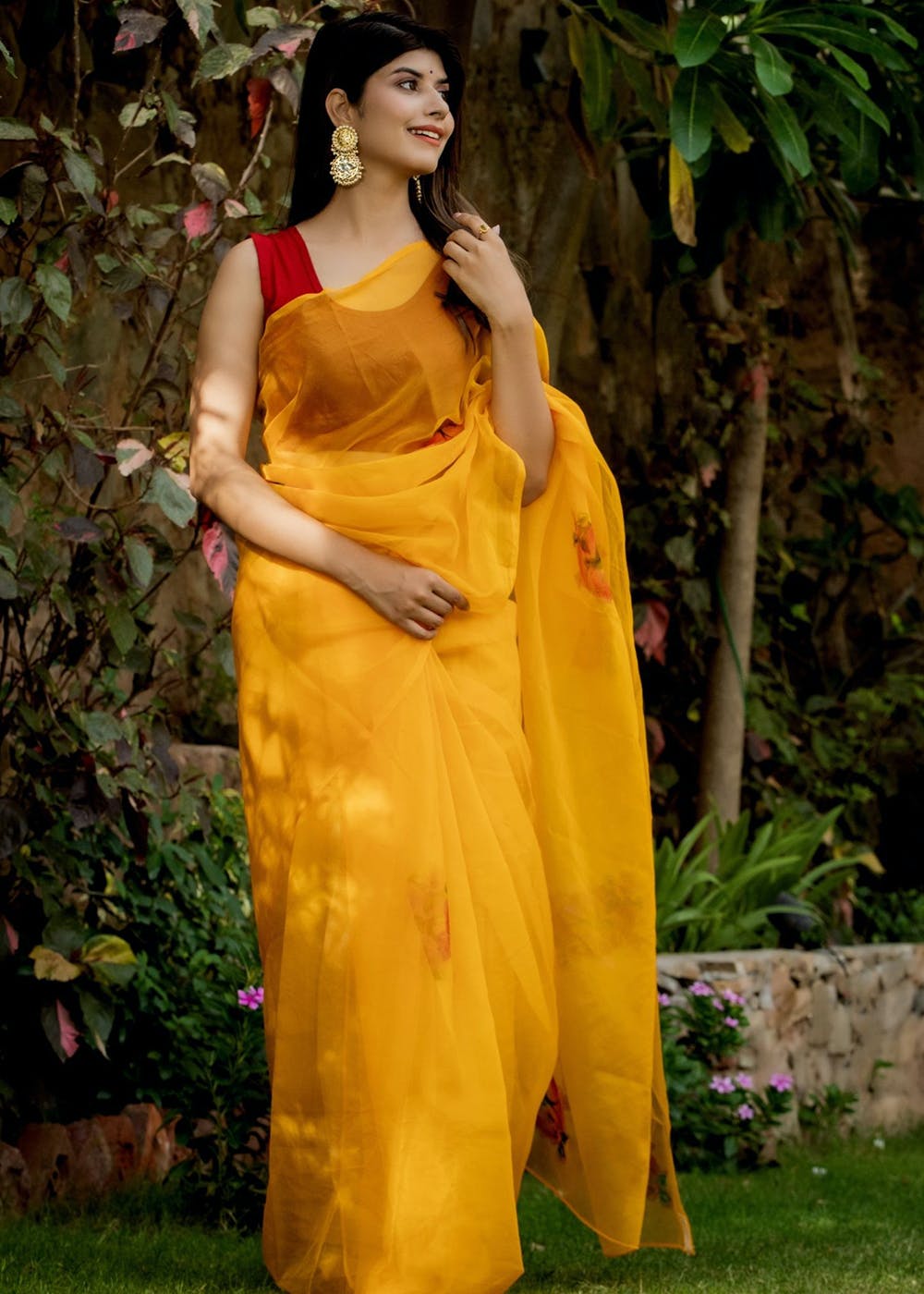 Get Dutch Orange Organza Saree at ₹ 1699 | LBB Shop