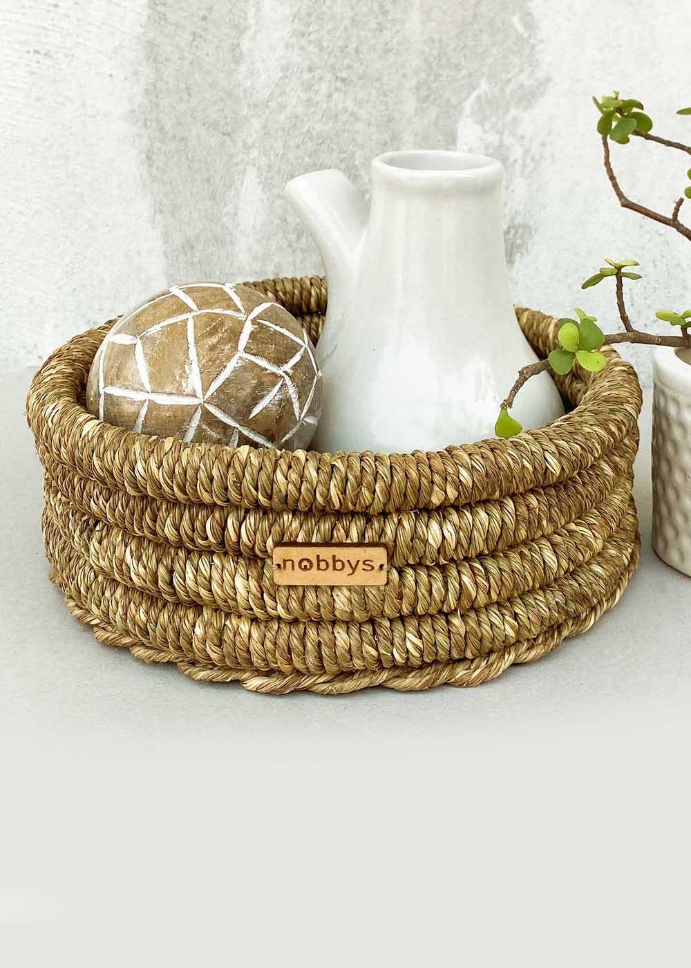 Hand-Coiled Seagrass Storage Basket