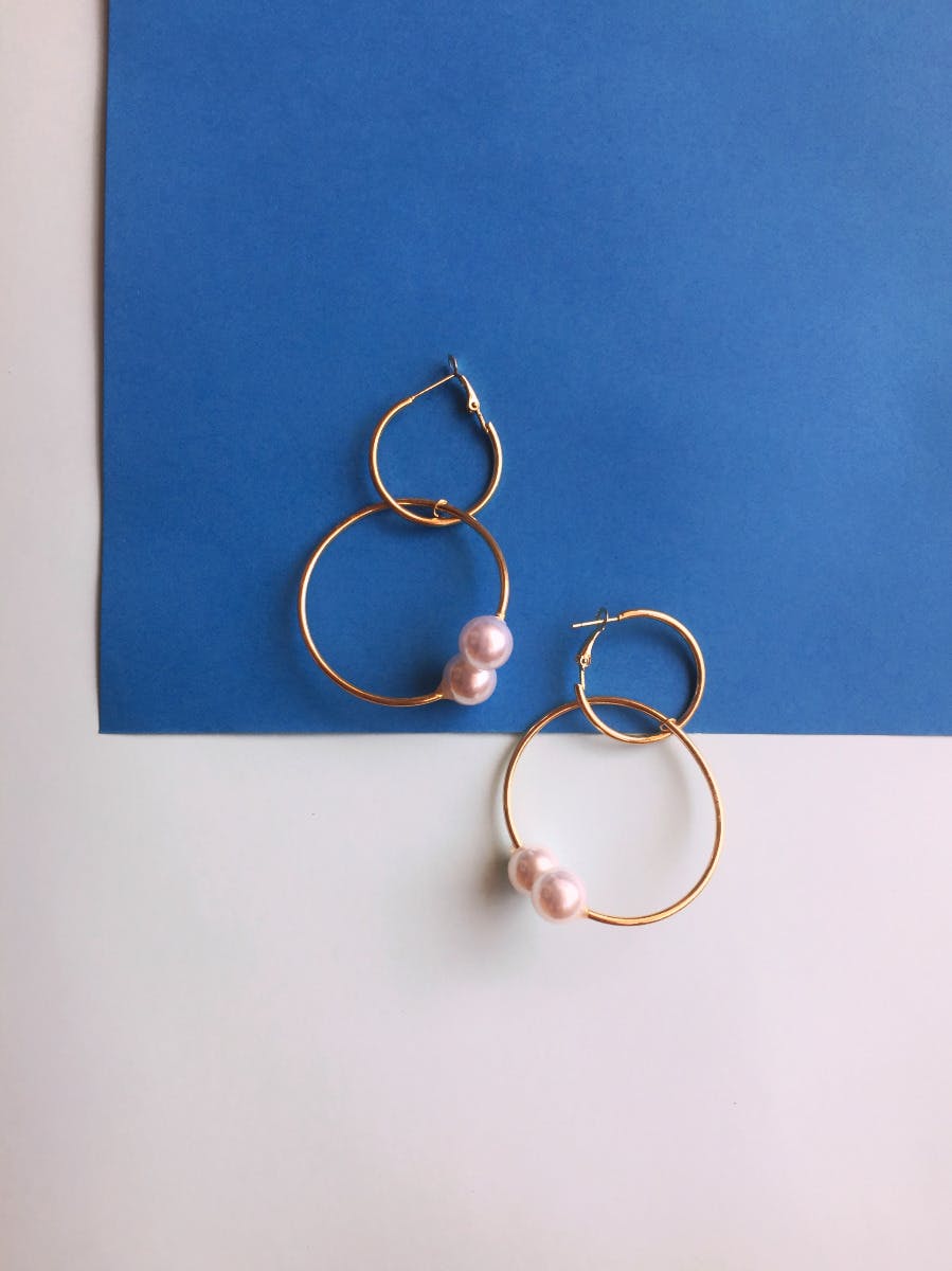 Circle In Circle Pearl Earrings