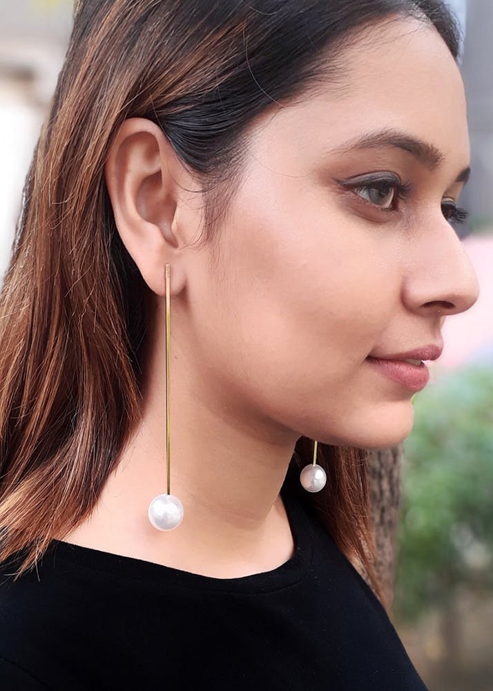 Get Gold Plated Pearl Long Line Earrings at ₹ 299 | LBB Shop