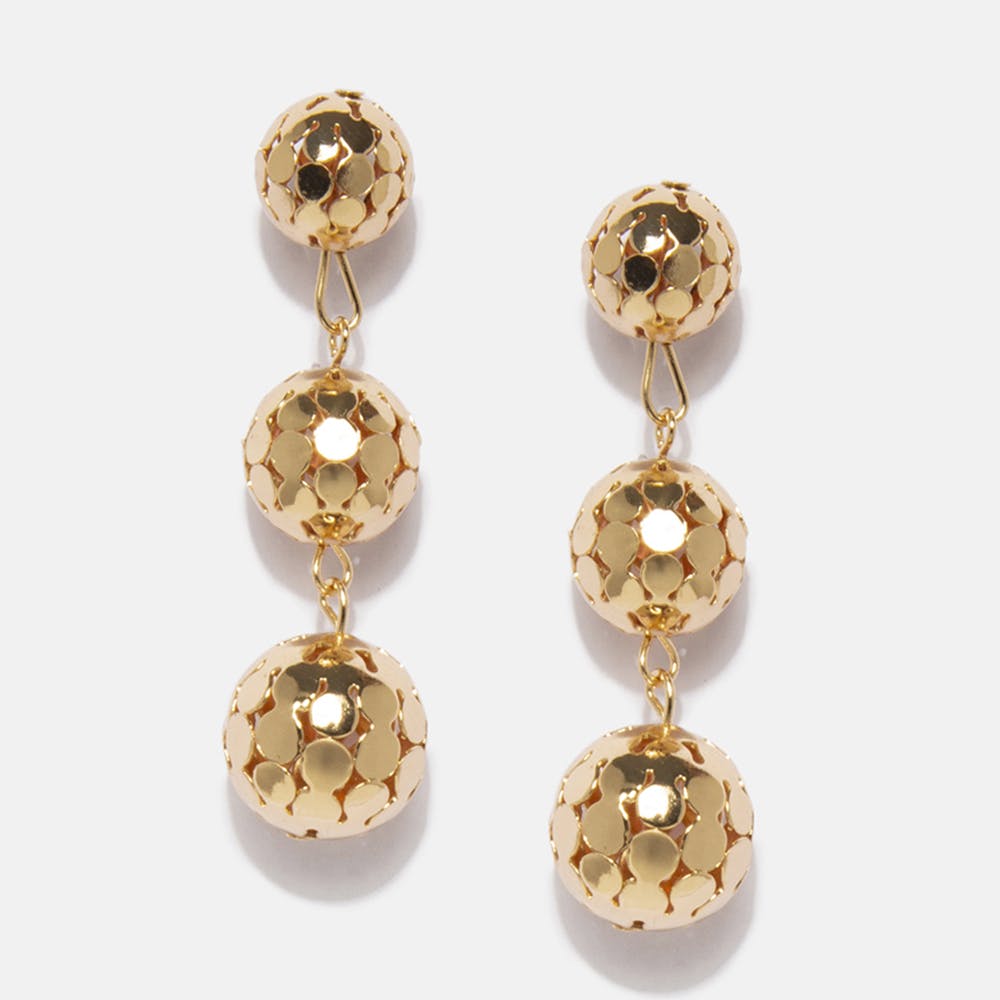 I CATCHING Golden Ball Drop Hanging Earrings for womens and girls