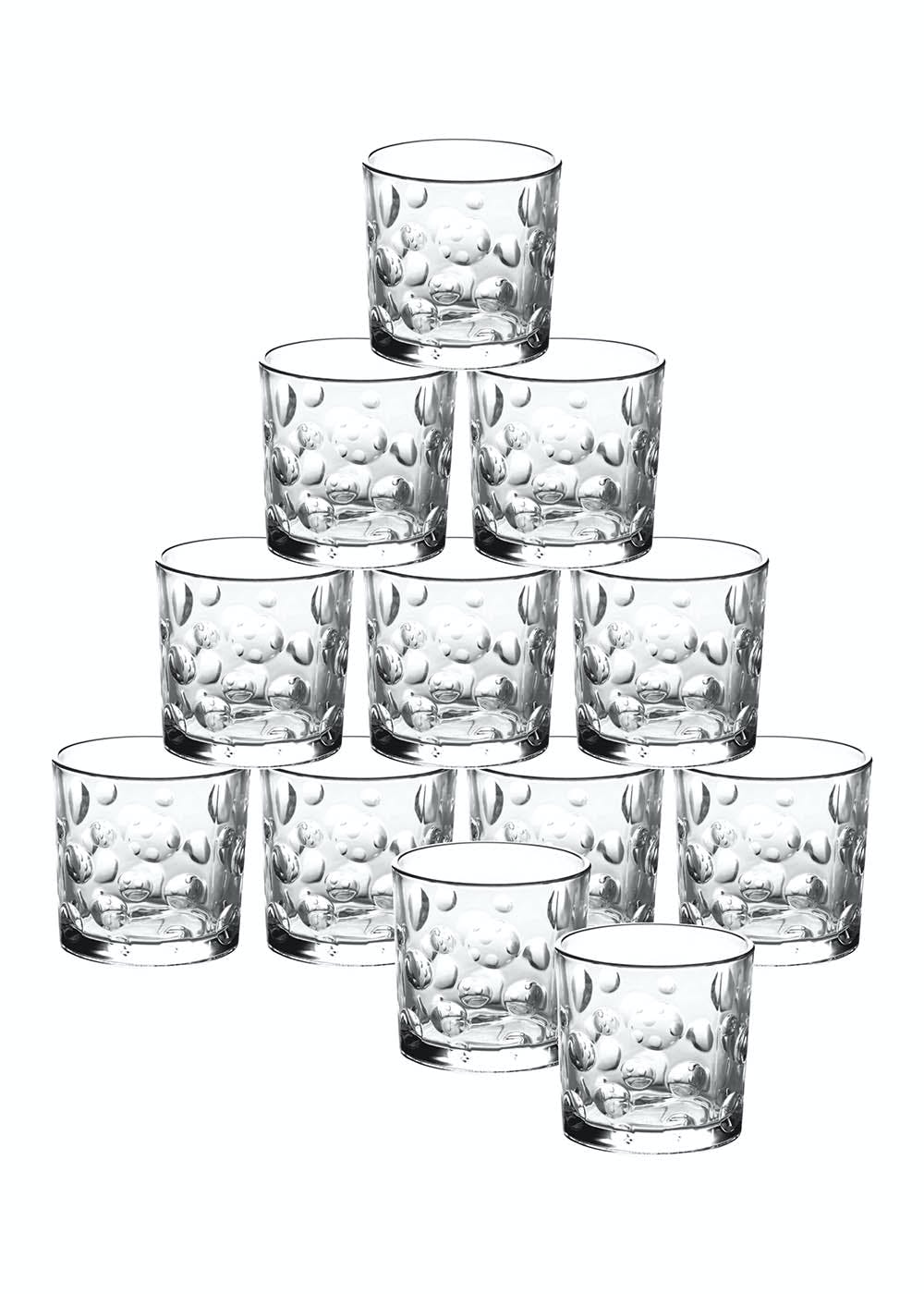 Get Glass Tumbler Set With Pearl Emboss Design Set of 12 at ₹ 1115