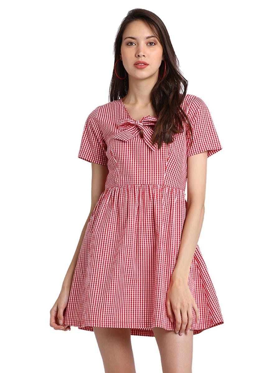 red gingham dress