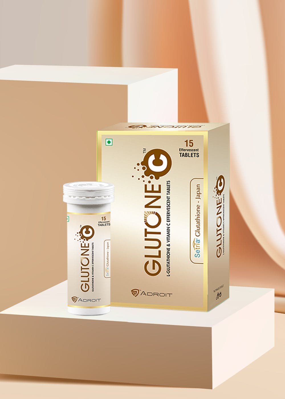 L-Glutathione with Natural Vitamin C Effervescent Tablets for Immunity Boosting and Glowing Skin (Orange Flavour)