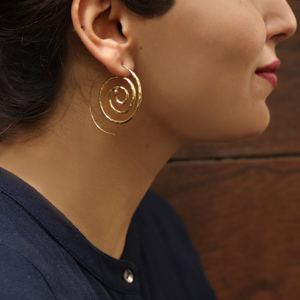 Golden Swirl Loop Earrings 
