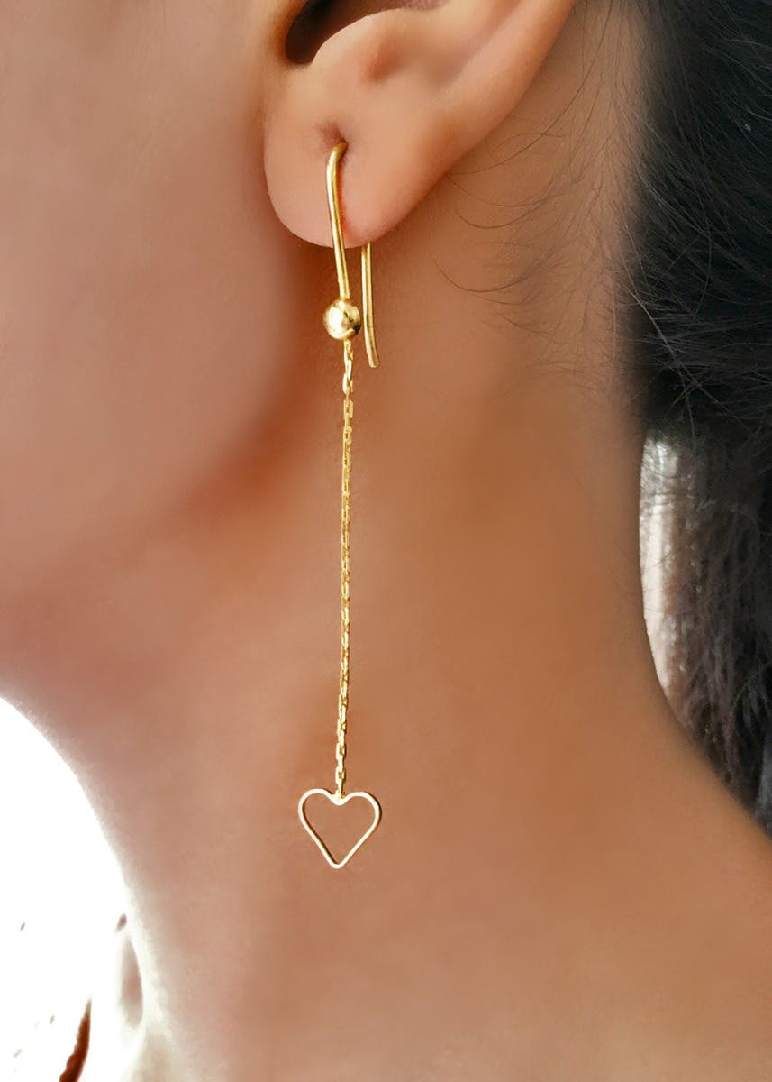 Gold-Plated Heart Drop Danglers 