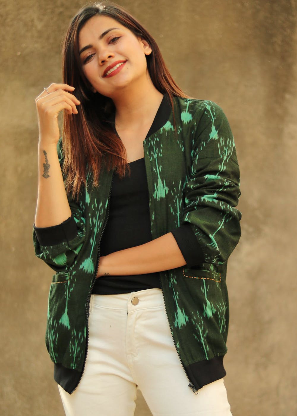 Green Ikat Cotton Blazer