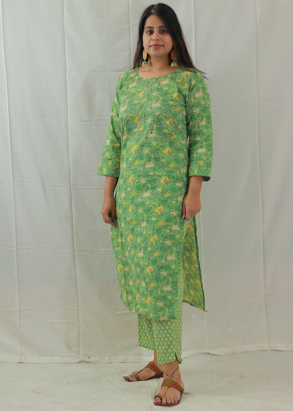Sanganeri Kurta With Printed Pants 