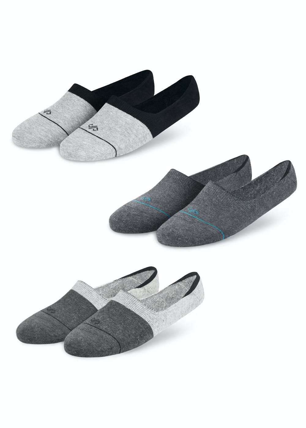 Pack of 3 Invisible Socks- Grey Collection
