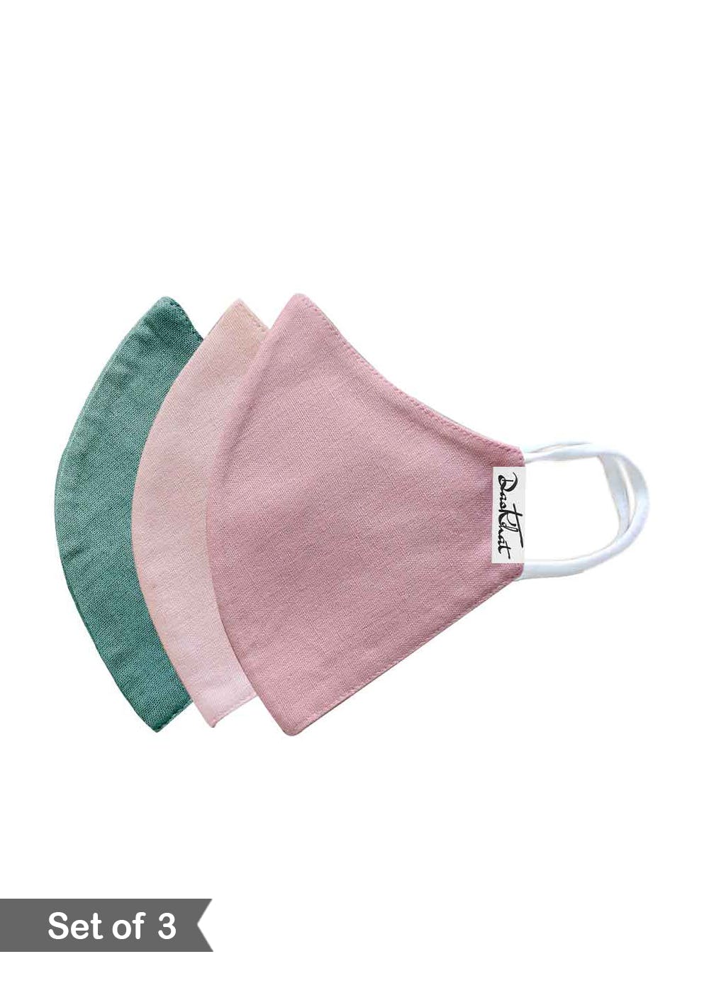 Get 3 Ply Cotton Linen Mask Gulkand Kulfi Set of 3 at ₹ 220 LBB Shop