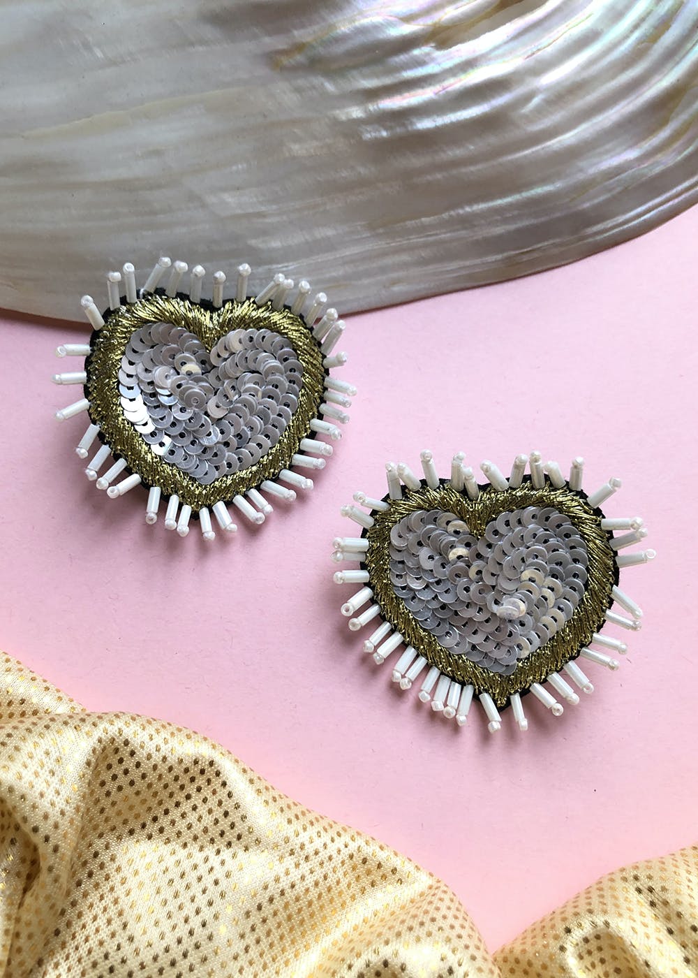 Get Heart Shape Embellished Earrings at ₹ 500 | LBB Shop