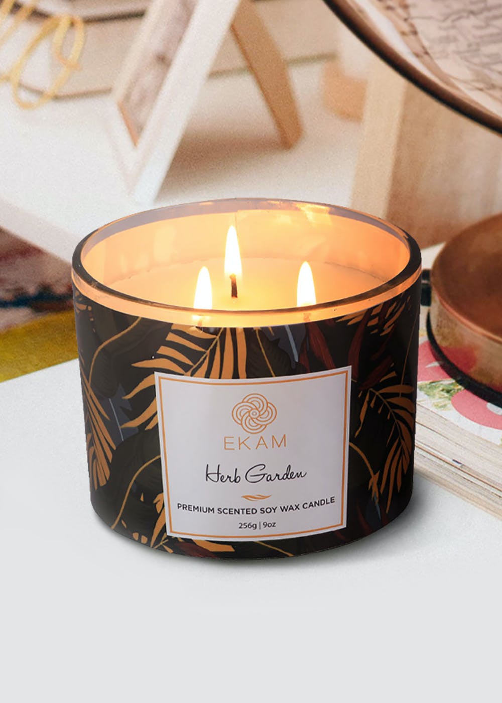 Get EKAM® Herb Garden Soy Wax Scented Candle3 Wick Collection 256