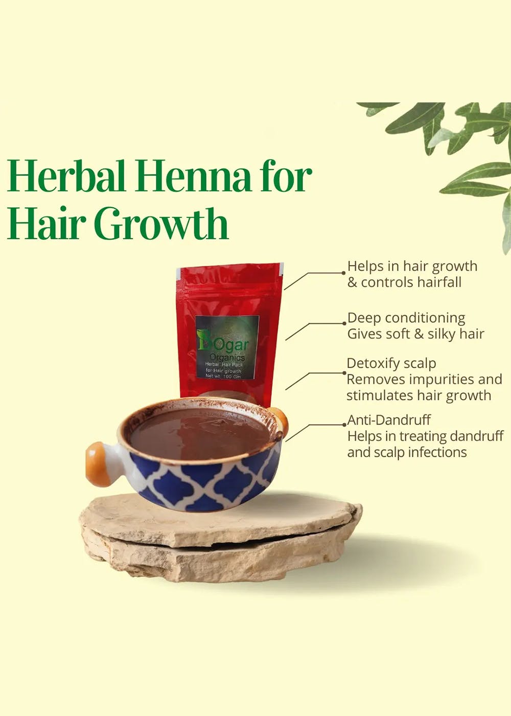 Get Herbal Henna Hair Pack - For Hair Growth 100g at ₹ 300 | LBB Shop