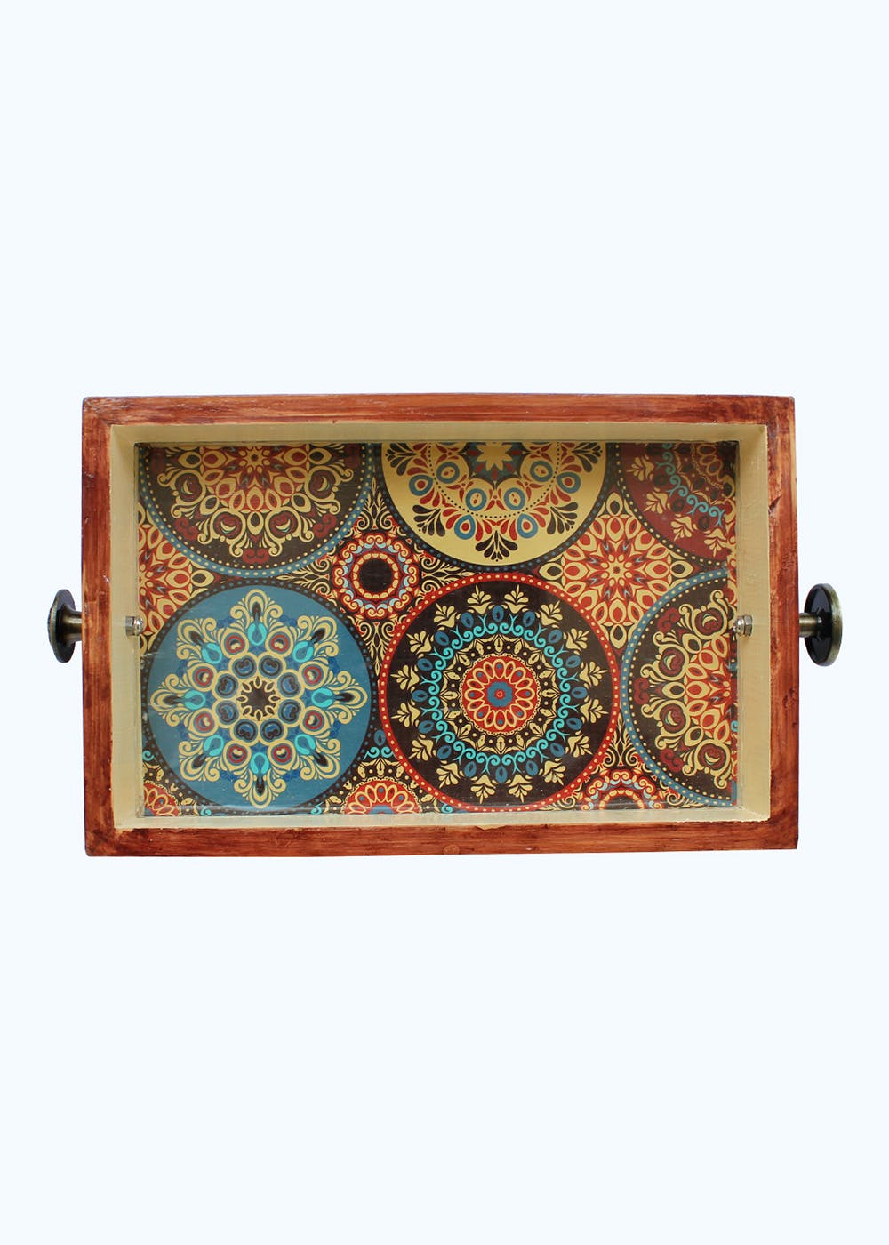 Get Multicoloured Mandala Printed Wooden Tray at ₹ 999 | LBB Shop