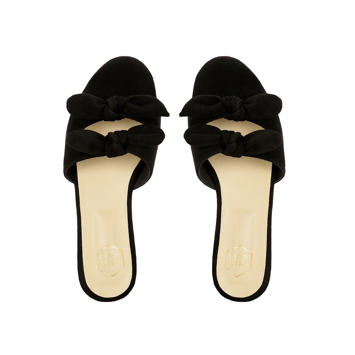 Double Black Bow Slides | Sandals 6 / Black