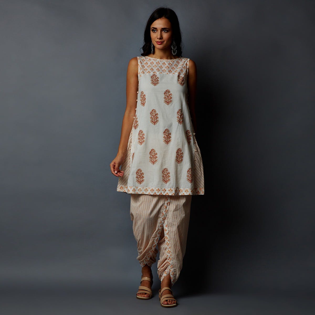 Ada Hand Embroidered White Georgette Lucknow Chikan Women Top  A100234   Ada  3186030