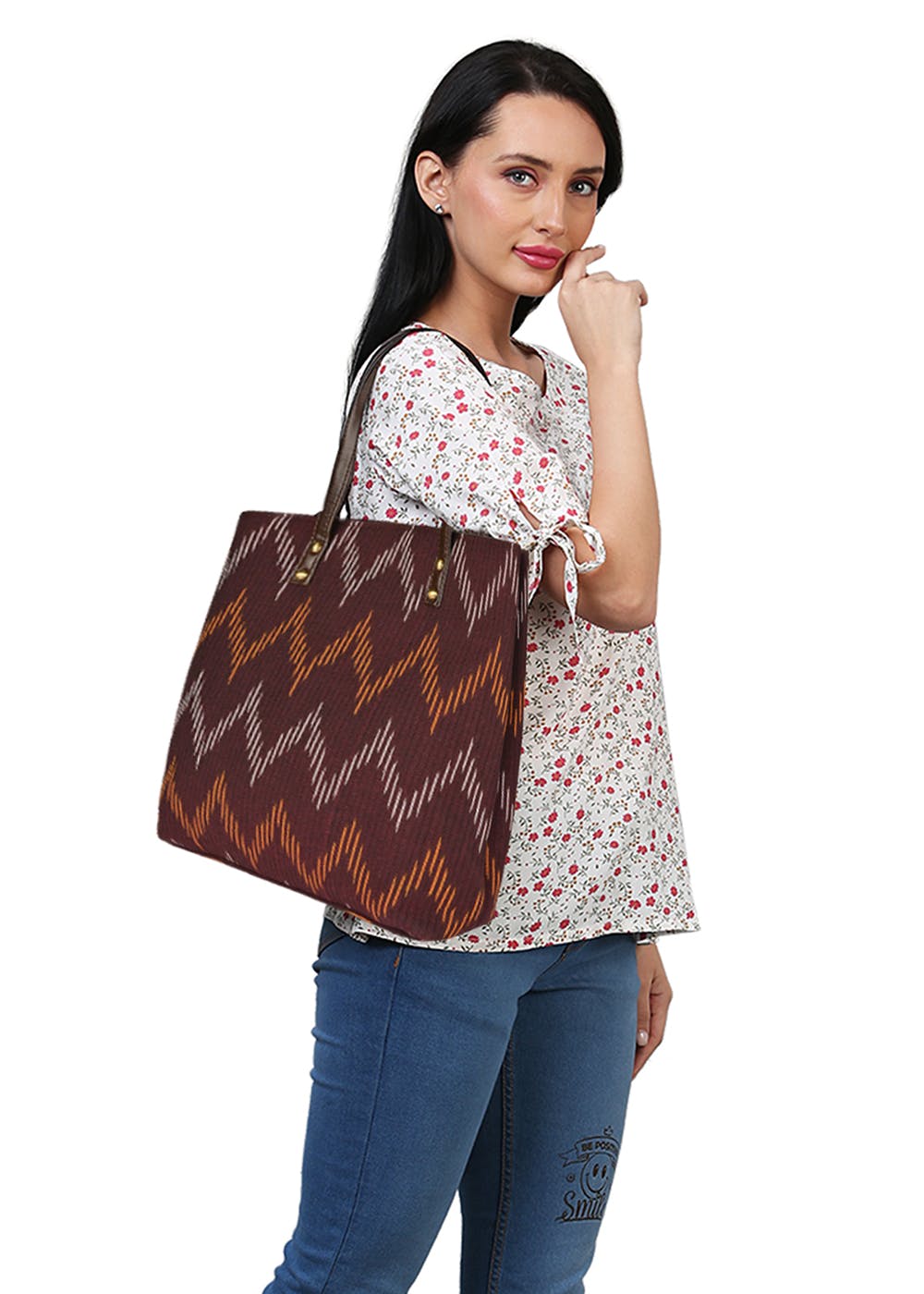 Ikat Jet Blue Shoulder Tote Bag