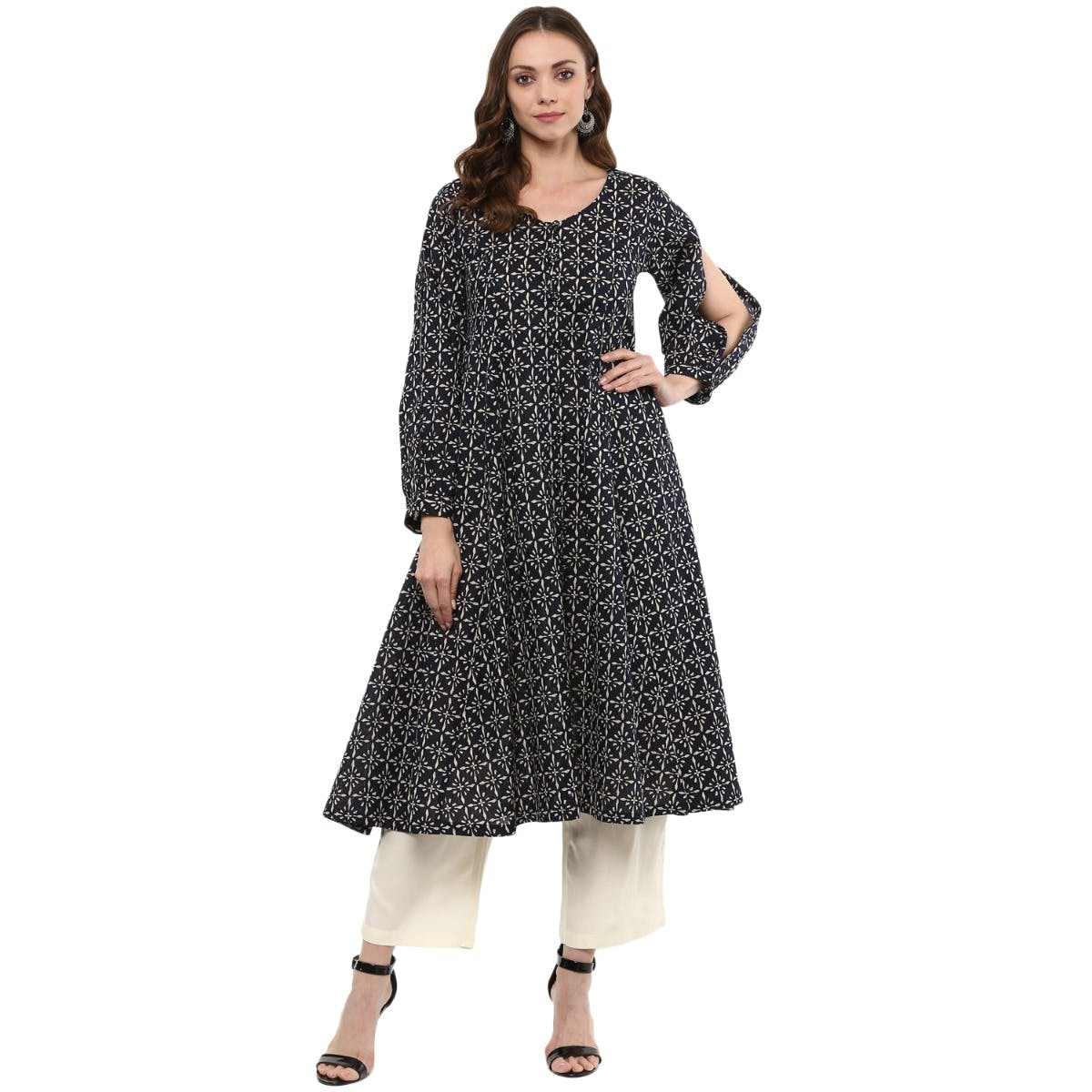 Get Printed Anarkali Flare Slit Sleeves Kurta at ₹ 1749 LBB Shop