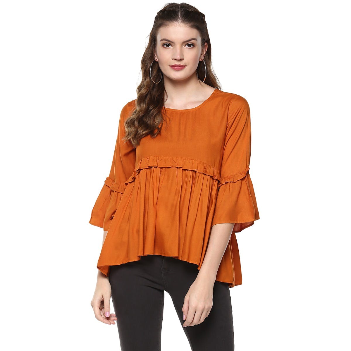Flare Sleeve Maternity Top in Rust for Casual or Work – Angel