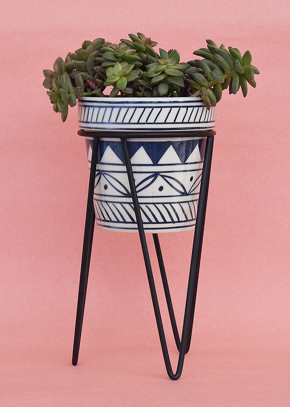 Get Greek Geometric Planter With Bold Black Stand at ₹ 824 LBB Shop