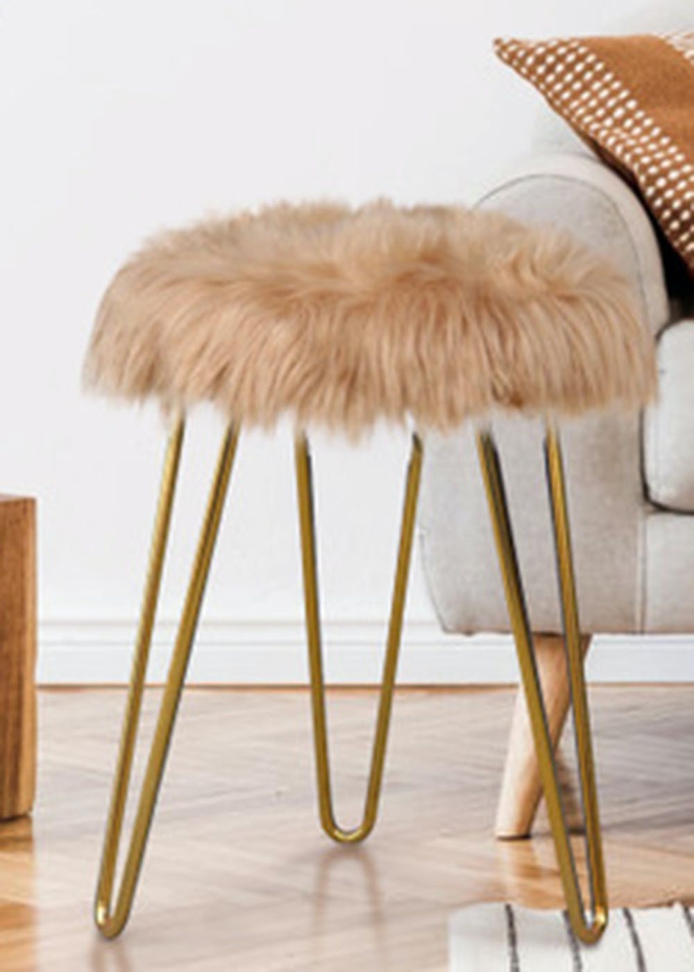 Faux discount fur stool