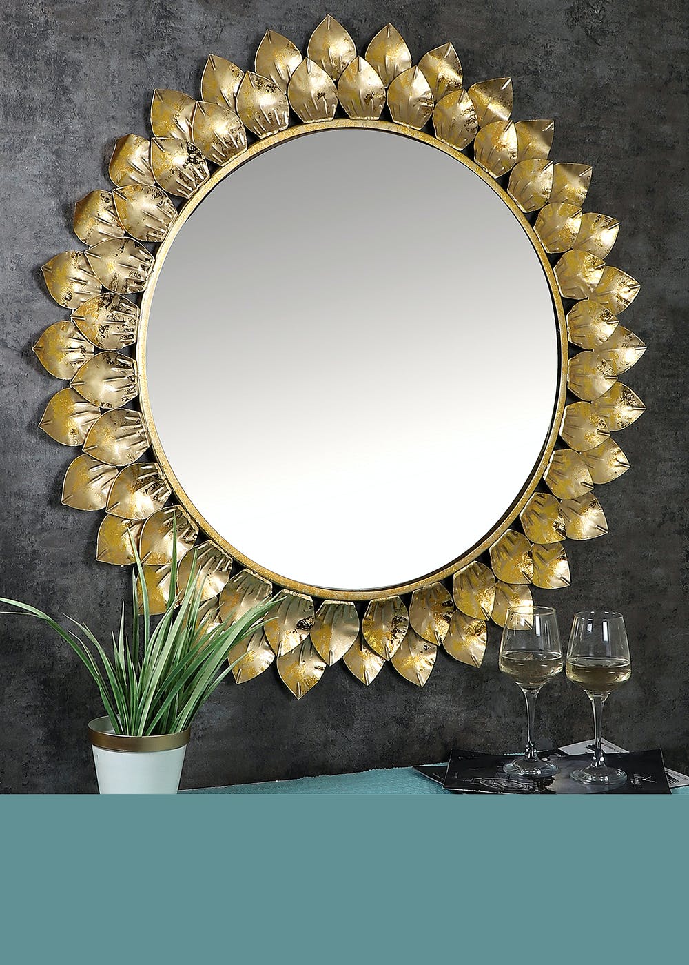 Get Gold Foil Leaves Mirror at ₹ 3953 | LBB Shop