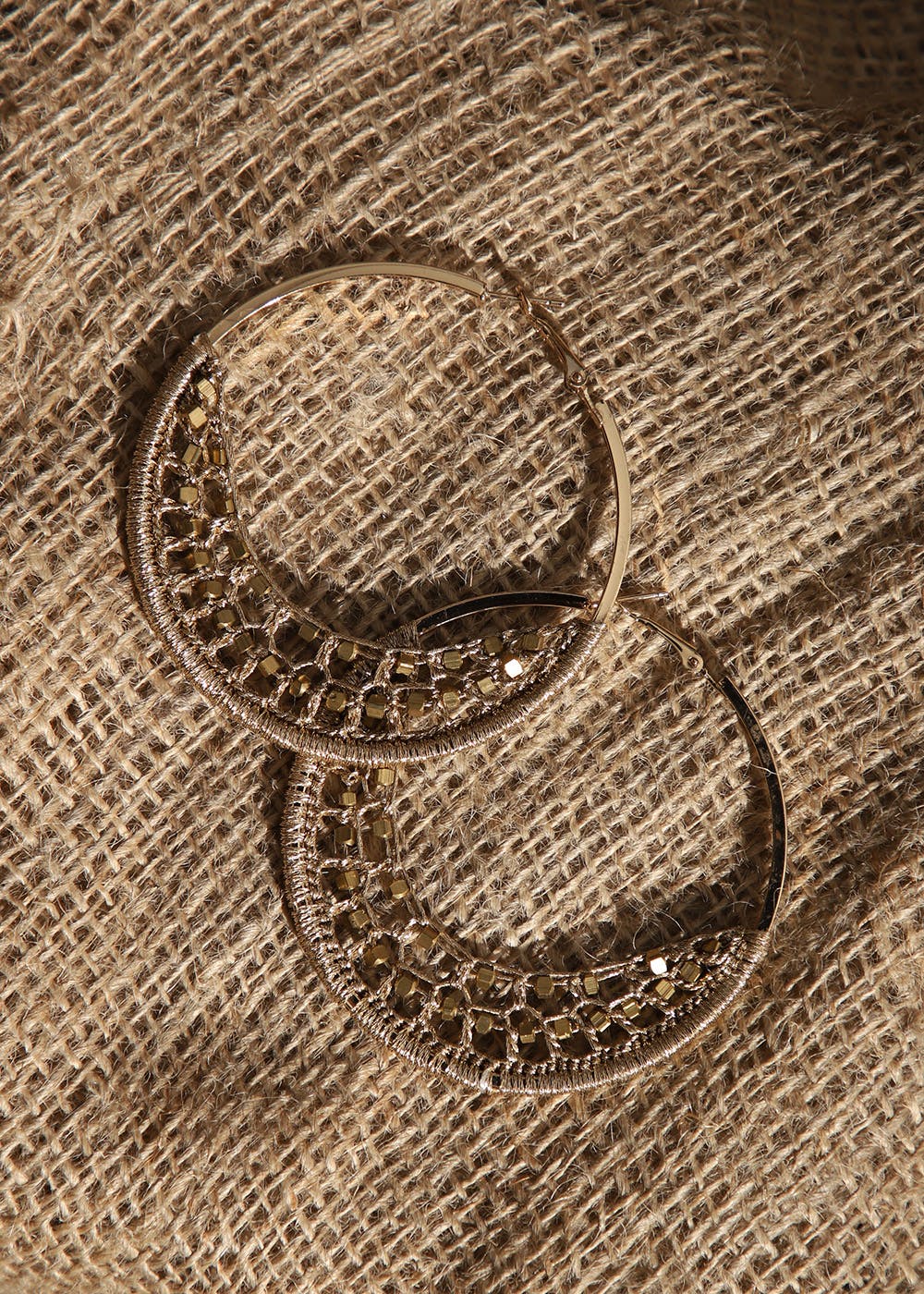 Crochet Half Loop & Beads Detail Hoops