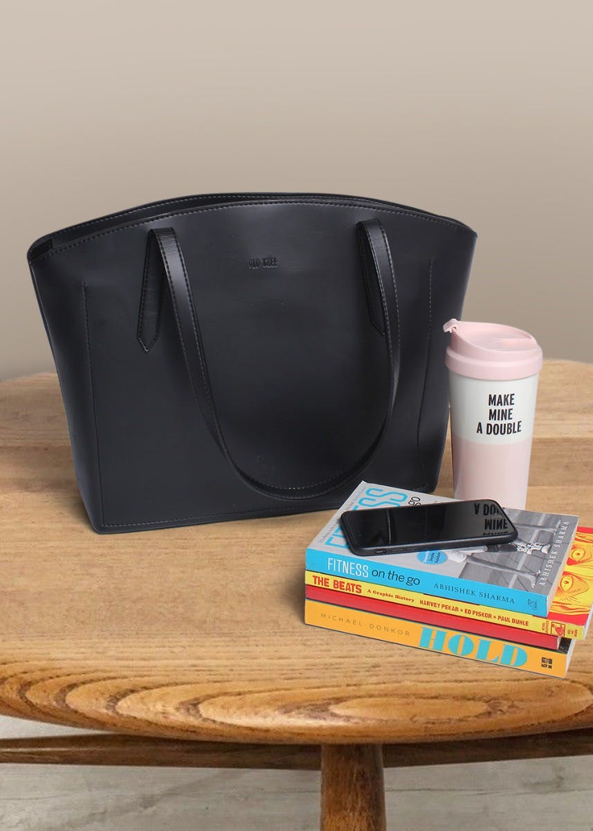 Curved Opening Stitch Detail Tote