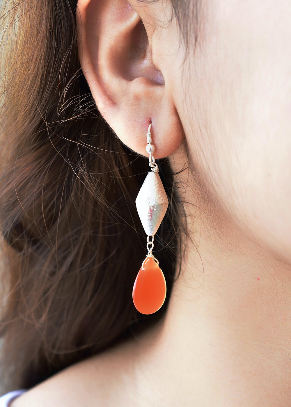 Orange & Gold Dangle Earrings petite shops – petite salon & shops