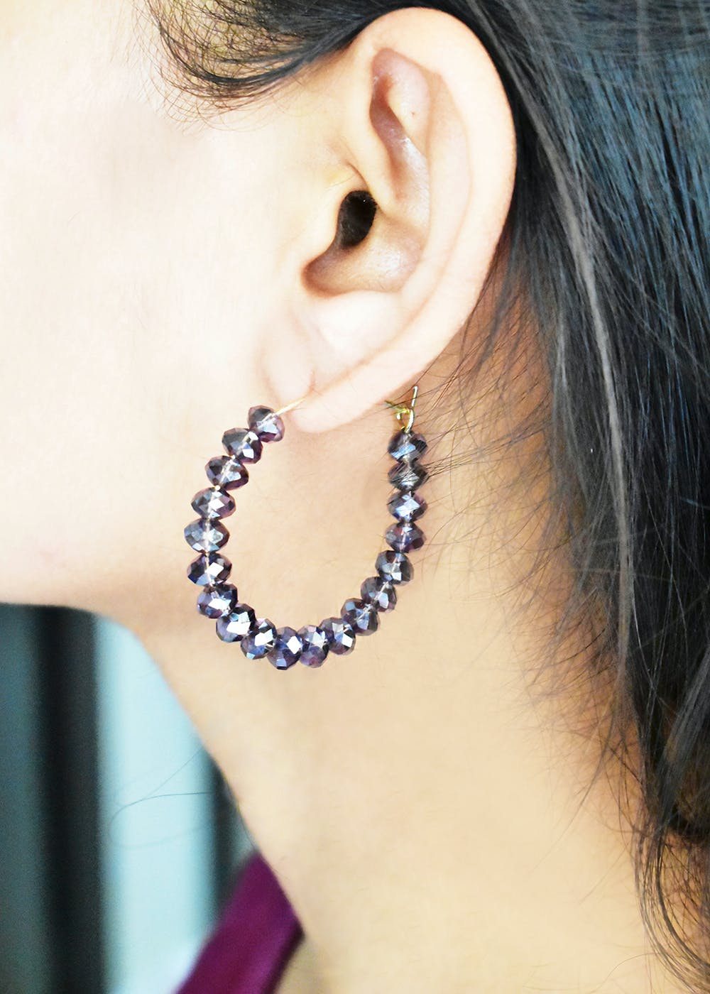 Get Black Beaded Hoops at ₹ 325 LBB Shop