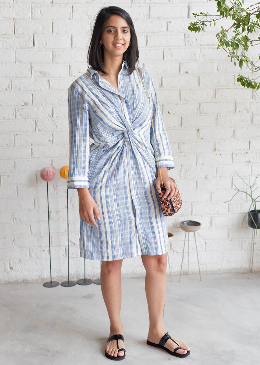 Front Twisted Stripes Dress
