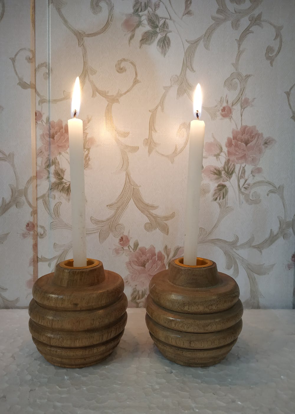 Wooden Decorative Candle Holders (Set of 2 )