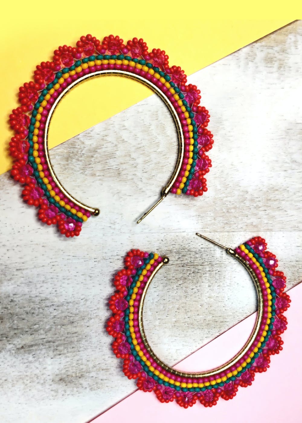 Flower Beaded Hoops