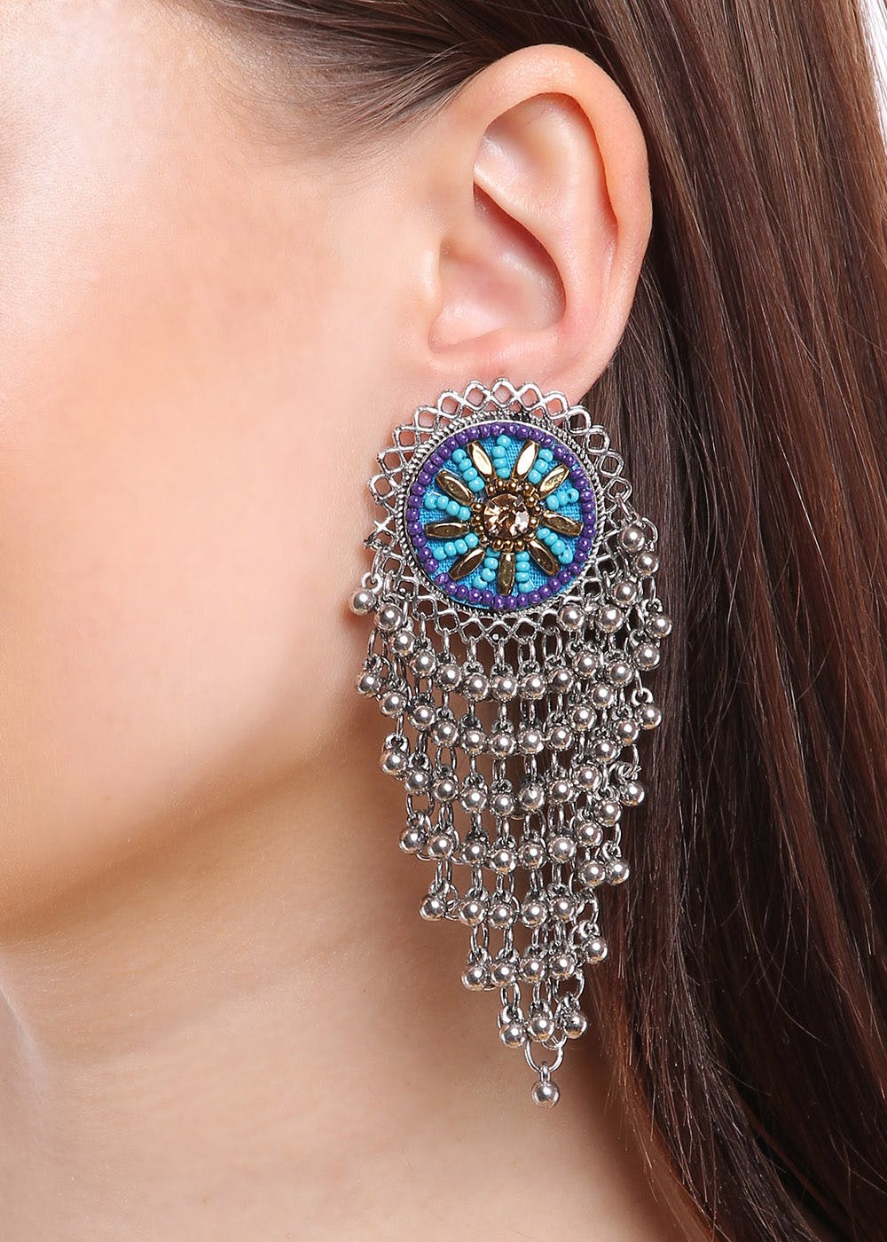 Buy Kukrail Oxidised Afghani Black Polish Dome Jhumka for women girls white  beaded ghungroo Earrings Online at Best Prices in India  JioMart