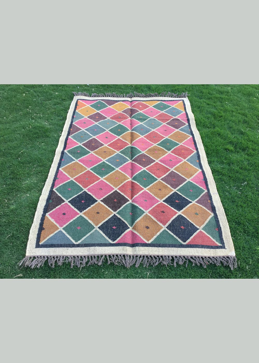 Get Dotted Square Multicolor Rug at ₹ 6000 LBB Shop