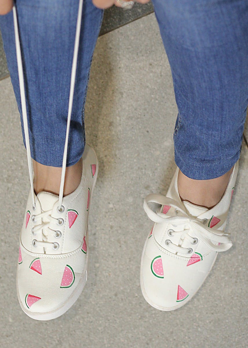 Hand Painted Watermelon White Shoes